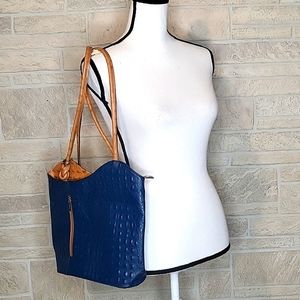 Leather Convertible Shoulder Bag. Made In Italy. EUC